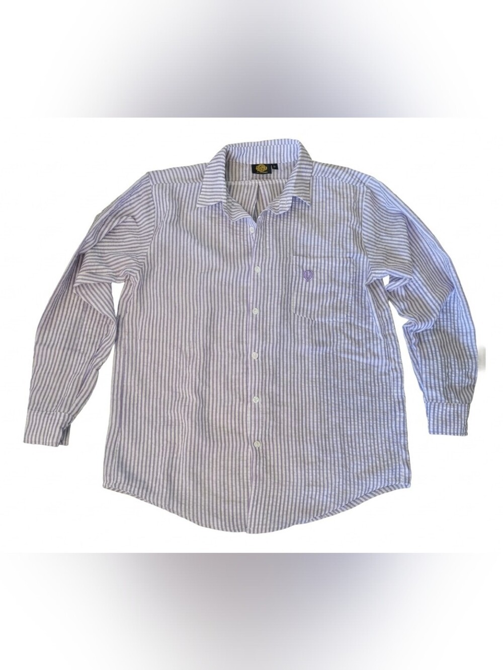 Sexhippies Seersucker Striped Button Up Shirt Small Purple White Light NWOT Fall